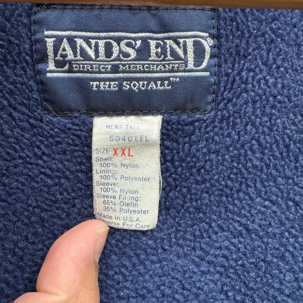 Lands' End The Squall Jacket Mens XXL Tall Teal Fleece Lined Outdoor Vintage